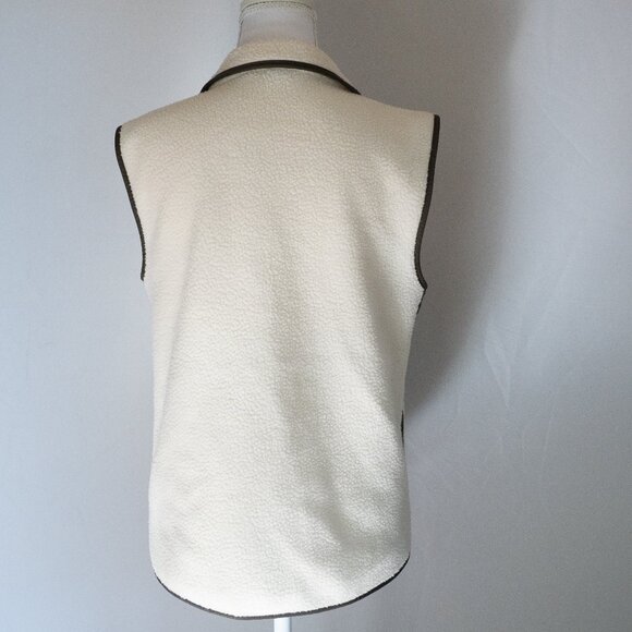 Talbots Cream Vest with Olive and Pink Trim - Picture 8 of 12